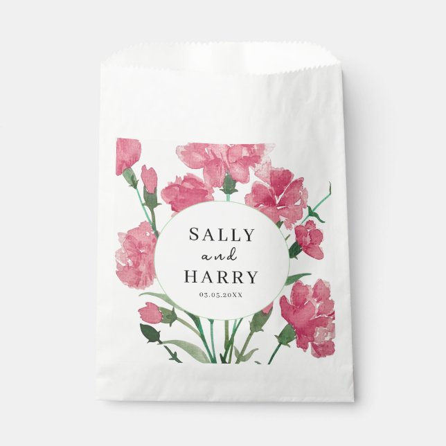 Delikate Pink-Blume Hochzeit Geschenktütchen (Vorderseite)