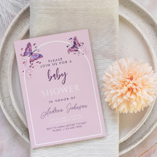Delikate Pink Butterflies Girl Baby Dusche Party Einladung