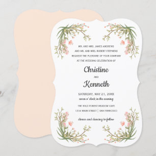 Delikate Pink Meadow Blume Botanische Hochzeit Einladung
