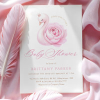 Delikate Pink Swan Floral Baby Dusche