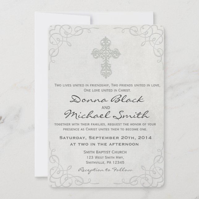 Delikate, religiöse Hochzeiten Einladung (Vorderseite)