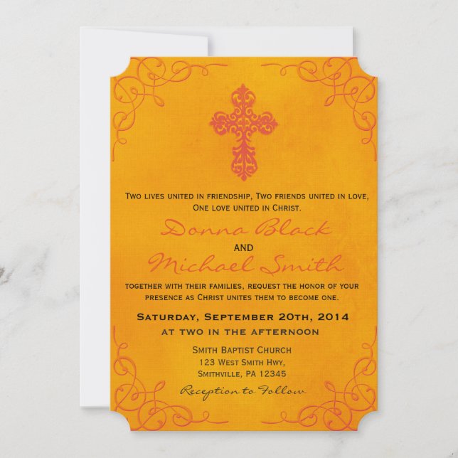 Delikate religiöse Hochzeitseinladungen Einladung (Vorderseite)