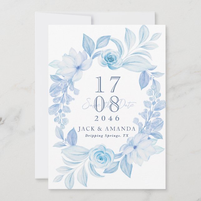 Delikate romantische Blumenhochzeit Retten Sie das Einladung (Vorderseite)