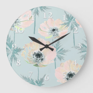Delikate rosa Anemone . große Uhr