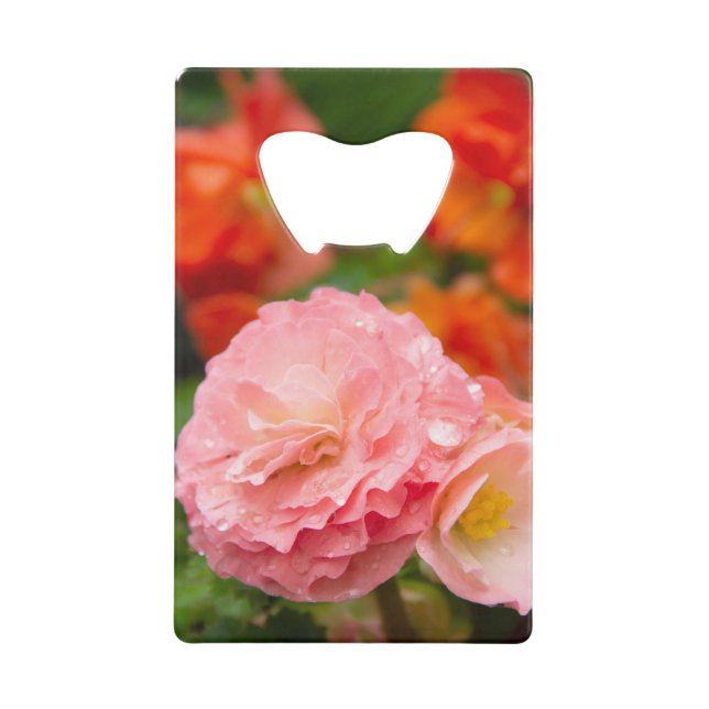 Delikate rosa Blume nach Regen Geldbeutel Flaschenöffner (Vorderseite)