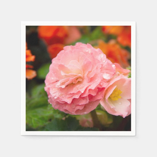 Delikate rosa Blume nach Regen Serviette (Vorderseite)