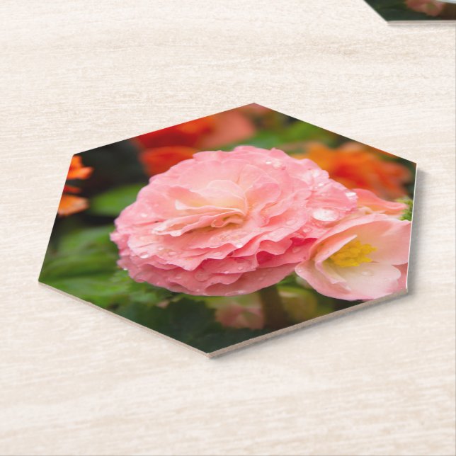 Delikate rosa Blume nach Regen Untersetzer (angewinkelt)