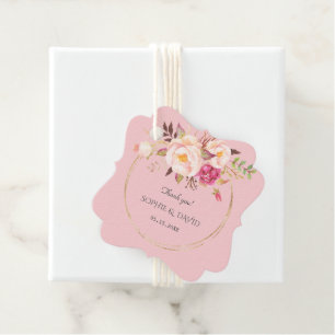 Delikate Rosa Blush Blume Gold Wedding Geschenkanhänger