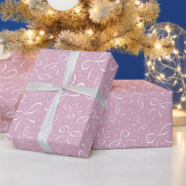 Delikate rosa Coquette Bows Geschenkpapier