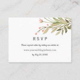 Delikate rosa Wiese Wedding RSVP Online Website Visitenkarte