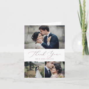 Delikate Rose Gold 3 FotoCollage Danke Karte