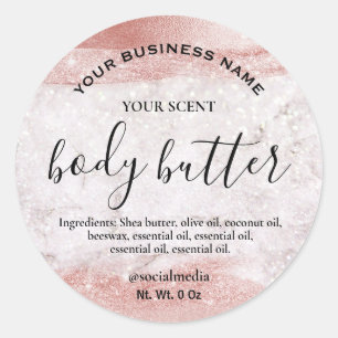 Delikate Rose Gold Body Butter Labels Runder Aufkleber