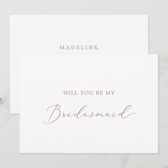 Delikate Rose Gold Bridesmaid Vorschlag Card Einladung (Vorne/Hinten)