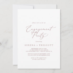 Delikate Rose Gold Calligrafy Engagement Party Einladung