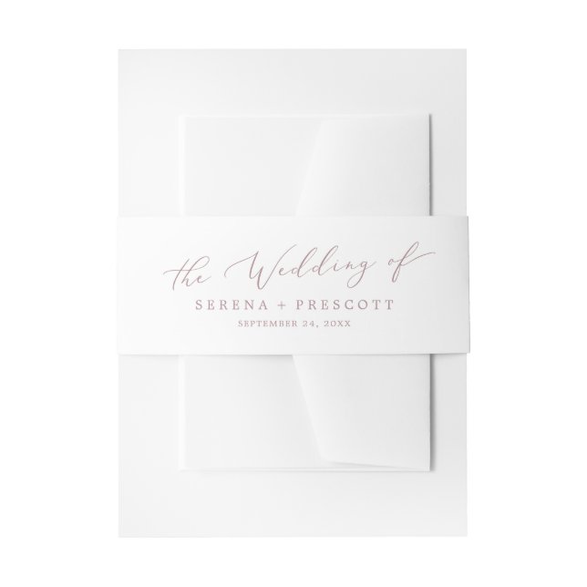 Delikate Rose Gold Calligrafy Wedding Einladungsbanderole (Vorderseite Beispiel)