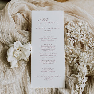 Delikate Rose Gold Calligraphy Wedding Dinner Menu Menükarte