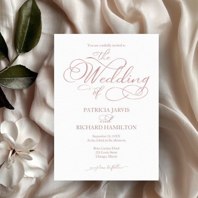 Delikate Rose Gold Foil Script Hochzeit Einladung (Von Creator hochgeladen)