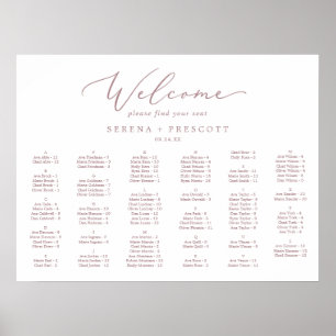 Delikate Rose Gold Horizontale alphabetische Sitzp Poster
