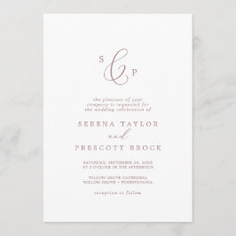 Delikate Rose Gold Mongram Hochzeit Einladung