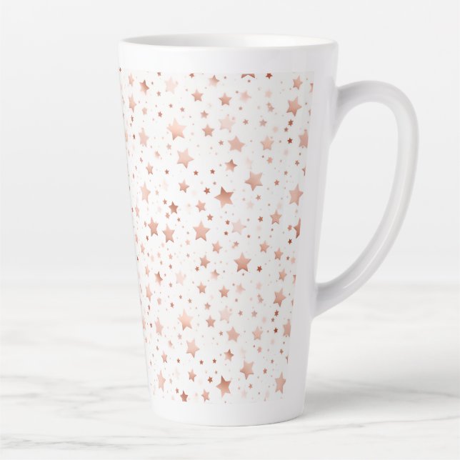 Delikate Rose Gold Stars Große Latte Tasse (Rechts)