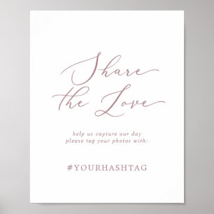 Delikate Rose Gold teilen Liebe Hashtag-Zeichen Poster