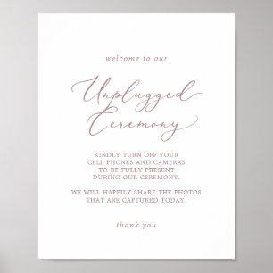 Delikate Rose Gold Unplugged Zeremony Sign Poster