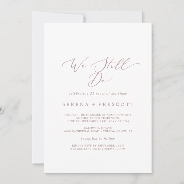 Delikate Rose Gold wir immer noch neu Einladung (Vorderseite)