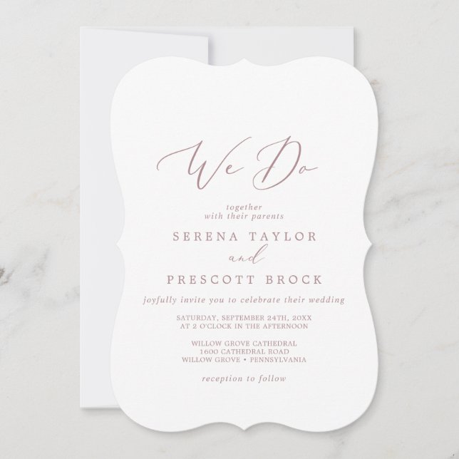 Delikate Rose Goldkalligraphie machen wir Hochzeit Einladung (Vorderseite)