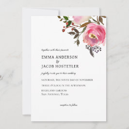 Delikate Rose Herbst Wasserfarbe Einladung