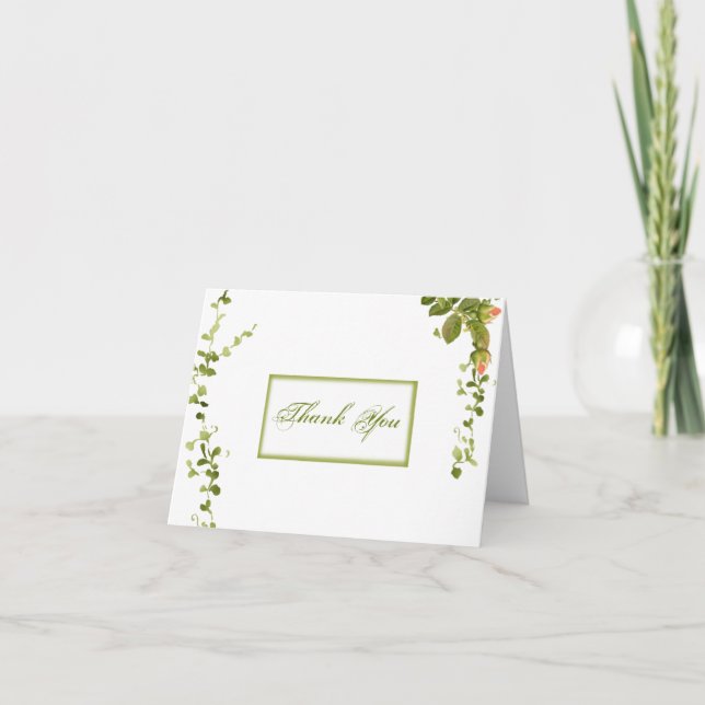 Delikate Rosenknospe und Ivy Dankeschön Card Dankeskarte (Vorderseite)