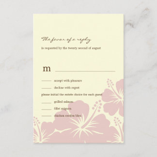 Delikate RSVP Cards für Hibiskus Hochzeit (pink) Karte