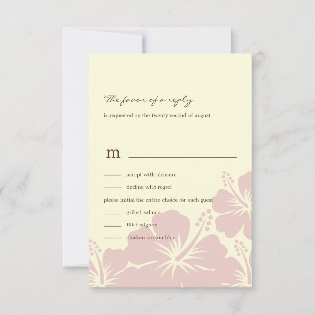 Delikate RSVP Cards für Hibiskus Hochzeit (pink) Karte (Vorderseite)