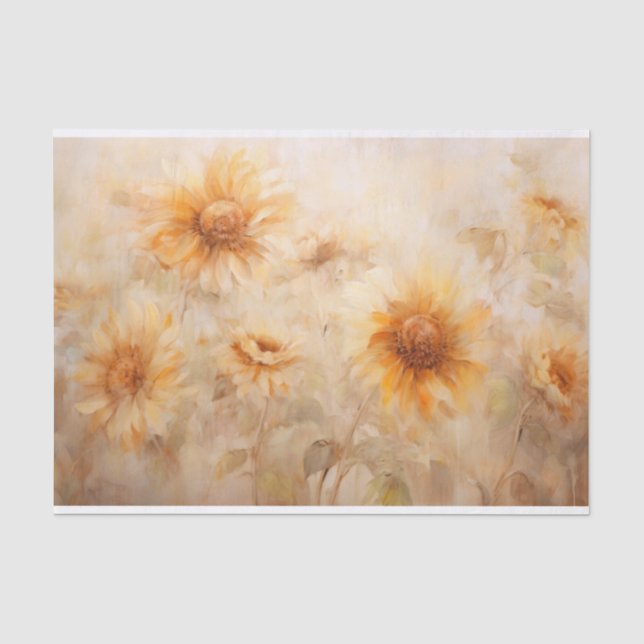 Delikate, sanfte, elegante Sonnenblumen Florals De Seidenpapier (Vorderseite)