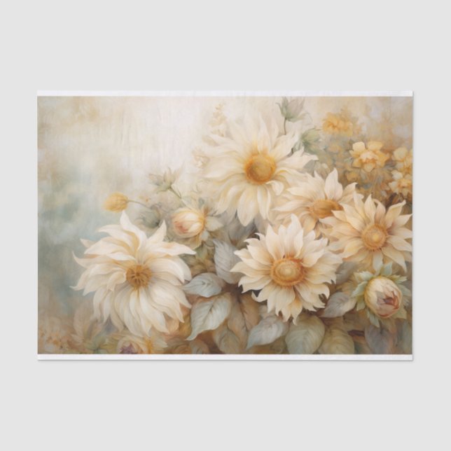 Delikate, sanfte, elegante Sonnenblumen Florals De Seidenpapier (Vorderseite)