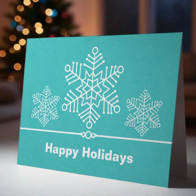 Delikate Schneeflocken Weihnachtskarte, Türkis Feiertagskarte (Turquoise Delicate Snowflakes Christmas Card)