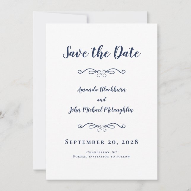 Delikate Schrift Romantische KalligrafieElegant Bl Save The Date (Vorderseite)