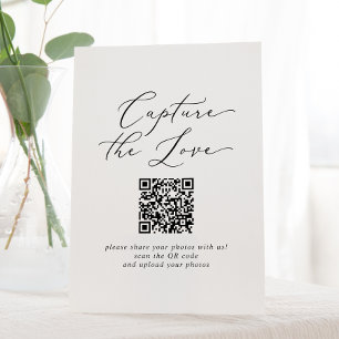 Delikate Schwarz Capture die Liebe QR Code Hochzei Sockelschild