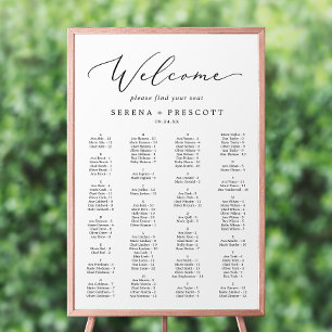 Delikate schwarze Alphabetische Sitzkarte Poster
