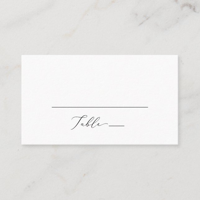 Delikate Schwarze Kalligrafie-FlachWedding Platzkarte (Vorderseite)