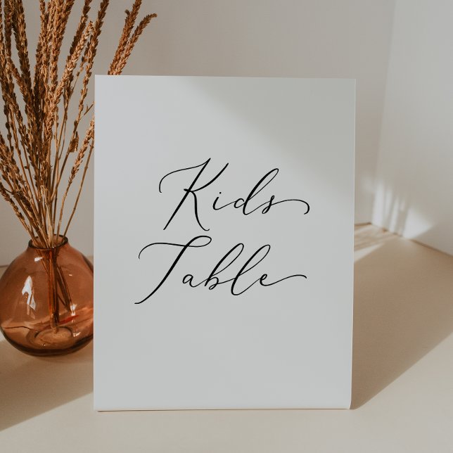 Delikate Schwarze Kalligrafie Hochzeitstisch Kids  Sockelschild (Von Creator hochgeladen)