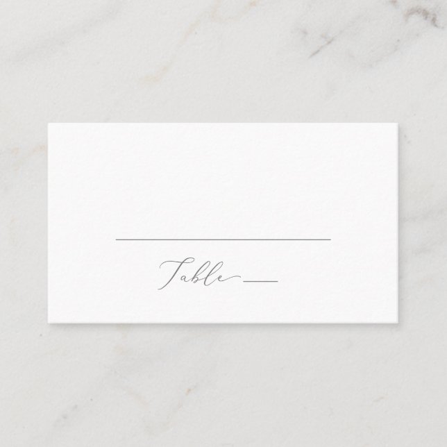 Delikate Silber Calligraphy Flat Wedding Platzkarte (Vorderseite)