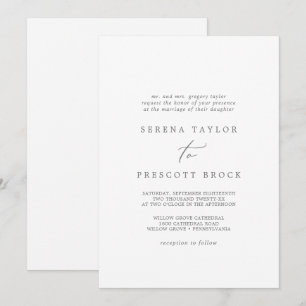 Delikate Silberkalligrafie Traditionelle Hochzeit Einladung