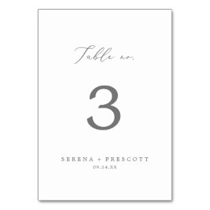 Delikate Silberkalligraphie-Tischnummer Tischnummer
