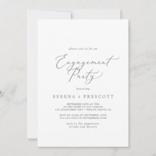 Delikate Silver Calligrafy Engagement Party Einladung