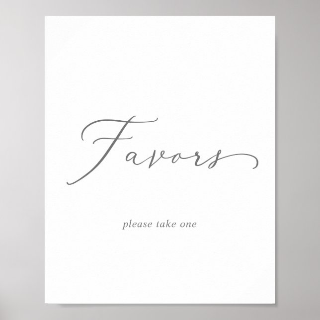 Delikate Silver Calligrafy Gastgeschenke Hochzeite Poster (Vorne)