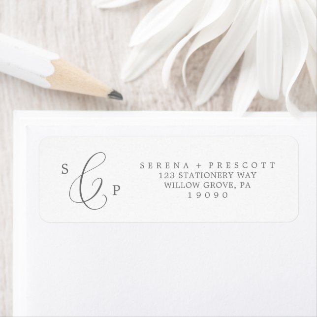 Delikate Silver Calligrafy Return Address Label (Insitu)