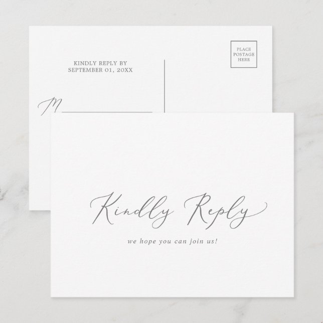 Delikate Silver Calligraphy Menu UAWG Postcard Einladungspostkarte (Vorne/Hinten)