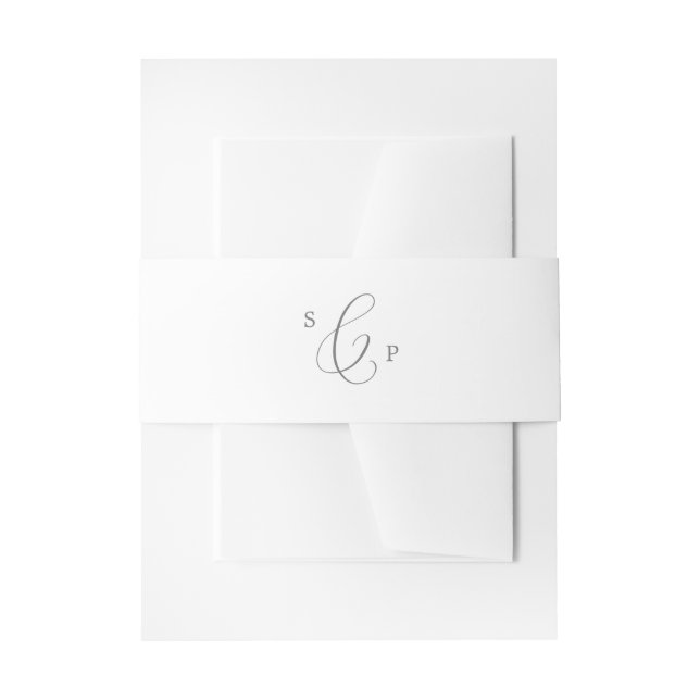 Delikate Silver Calligraphy Monogram Wedding Einladungsbanderole (Vorderseite Beispiel)