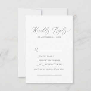 Delikate Silver Calligraphy Song Request RSVP Card