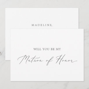 Delikate Silver Matron of Honor Vorschlag Card Einladung